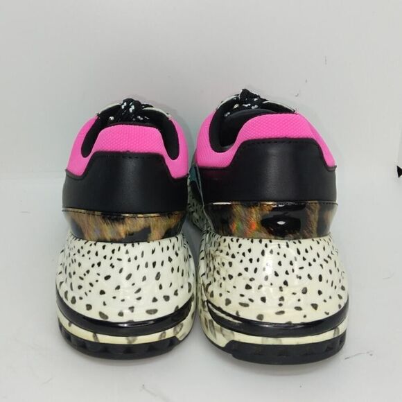 Steve Madden Barra Womens Pre-owned Pink & Green Designer Sneakers - sz. 7 1/2M - Picture 4 of 6